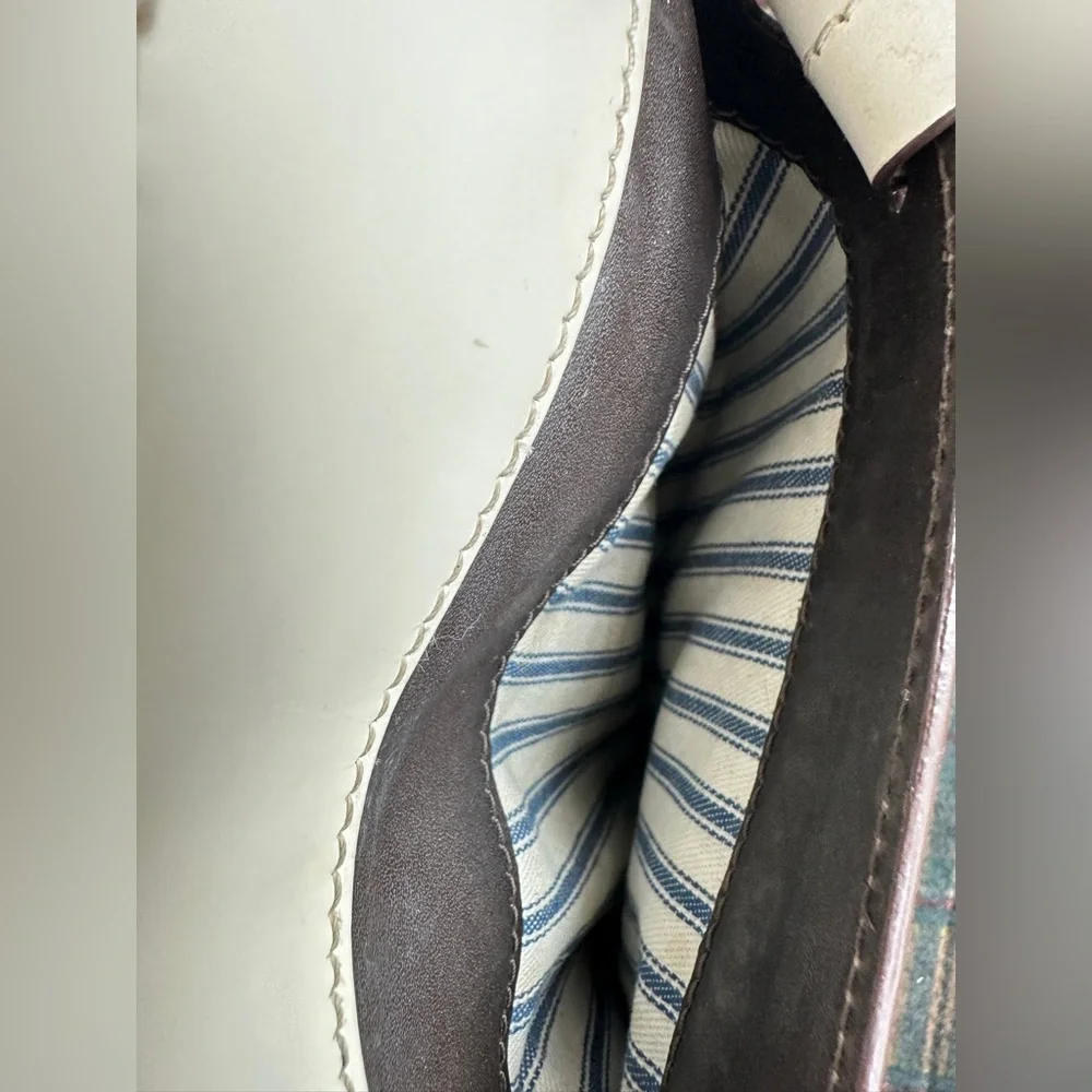 Dooney & Bourke‎ Beacon Woven Dome Satchel – Brown & White Leather – EUC